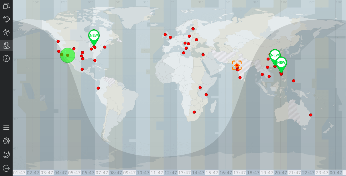 Utilisez la carte de géolocalisation pour voir la répartition de vos visiteurs dans le monde Carte du monde avec la répartition géographique des visiteurs du site Web