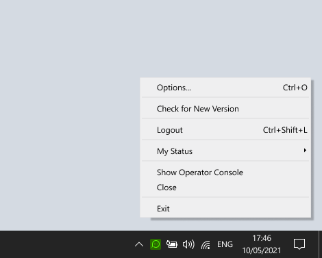 Réduisez votre console opérateur à la barre d'état système lorsque vous attendez des chats Minimisation de l'app d'agent dans la barre d'état système de Windows