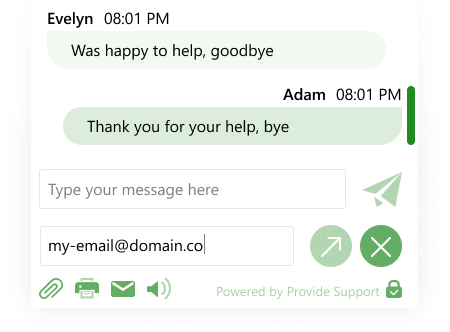 Laissez vos clients envoyer par e-mail les transcriptions de chat à eux-mêmes Envoi d'une transcription de chat