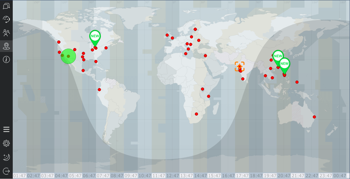 Carte du monde avec la répartition géographique des visiteurs du site Web