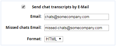 Envoyez des transcriptions de chat au format HTML ou texte à jusqu'à 5 adresses e-mail Paramètres des transcriptions de chat au niveau de l'entreprise