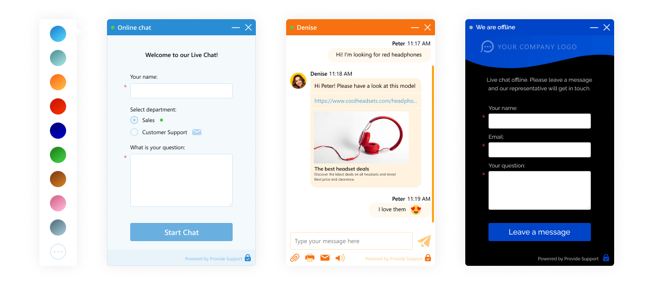 Customize the chat window to match your website style Modern live chat window customizations