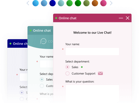 Modifiez le design de votre fenêtre de chat et prévisualisez les modifications en temps réel Thèmes de couleur de la fenêtre de chat