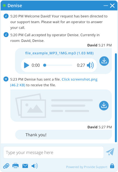 Visualisez des images et des vidéos, écoutez des fichiers audio directement depuis la fenêtre de chat Aperçu des fichiers multimédias dans la fenêtre de chat en direct