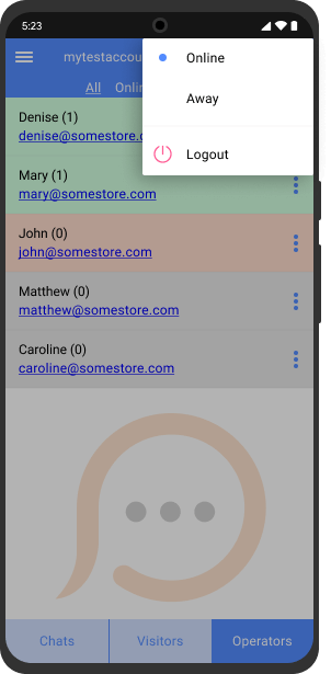 Passez en mode Absent pour devenir invisible pour vos clients mais rester disponible pour vos agents Mode Absent dans la console de chat pour Android